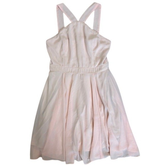 Lulus Forevermore Halter Fit and‎ Flare Dress Blush Pink Mini Dress Sz Med - Picture 5 of 16